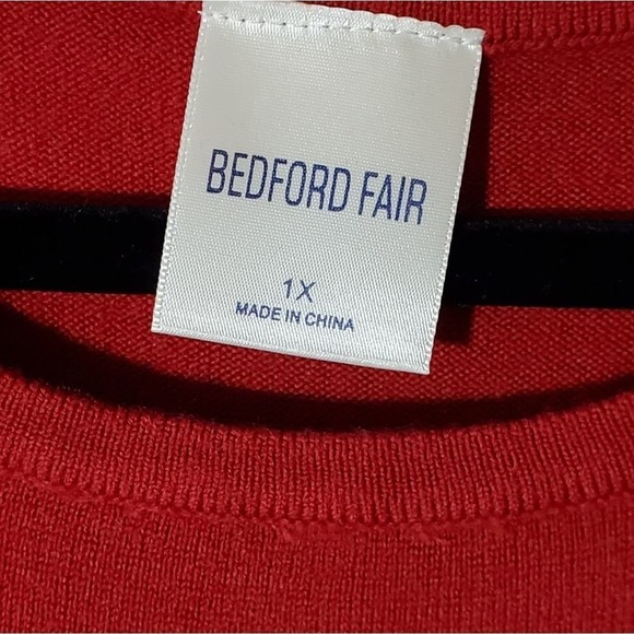 BEDFORD Fair red zippered tunic length sweater‎ plus size 1X - Picture 3 of 5